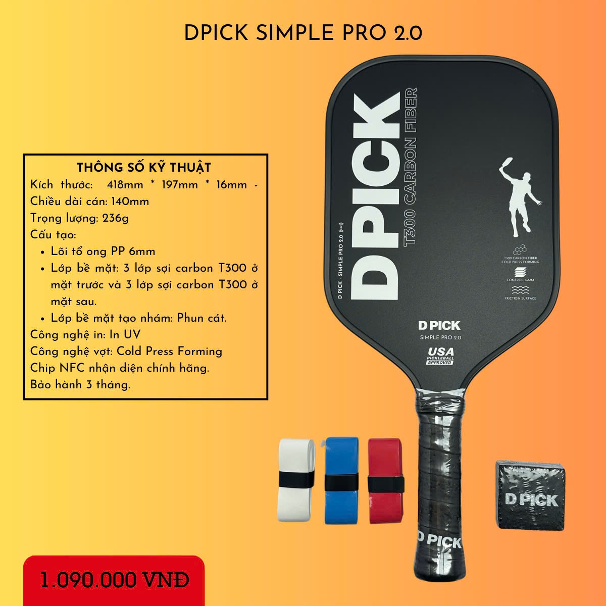 Vợt Pickle Ball Dpick Simple Pro 2.0