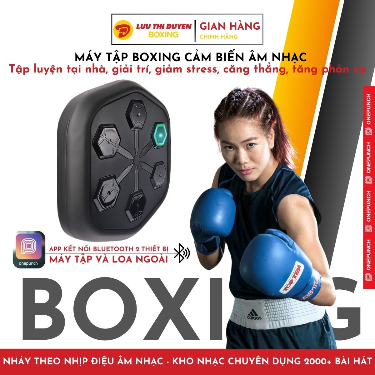 Máy tập boxing thông minh âm nhạc One Punch