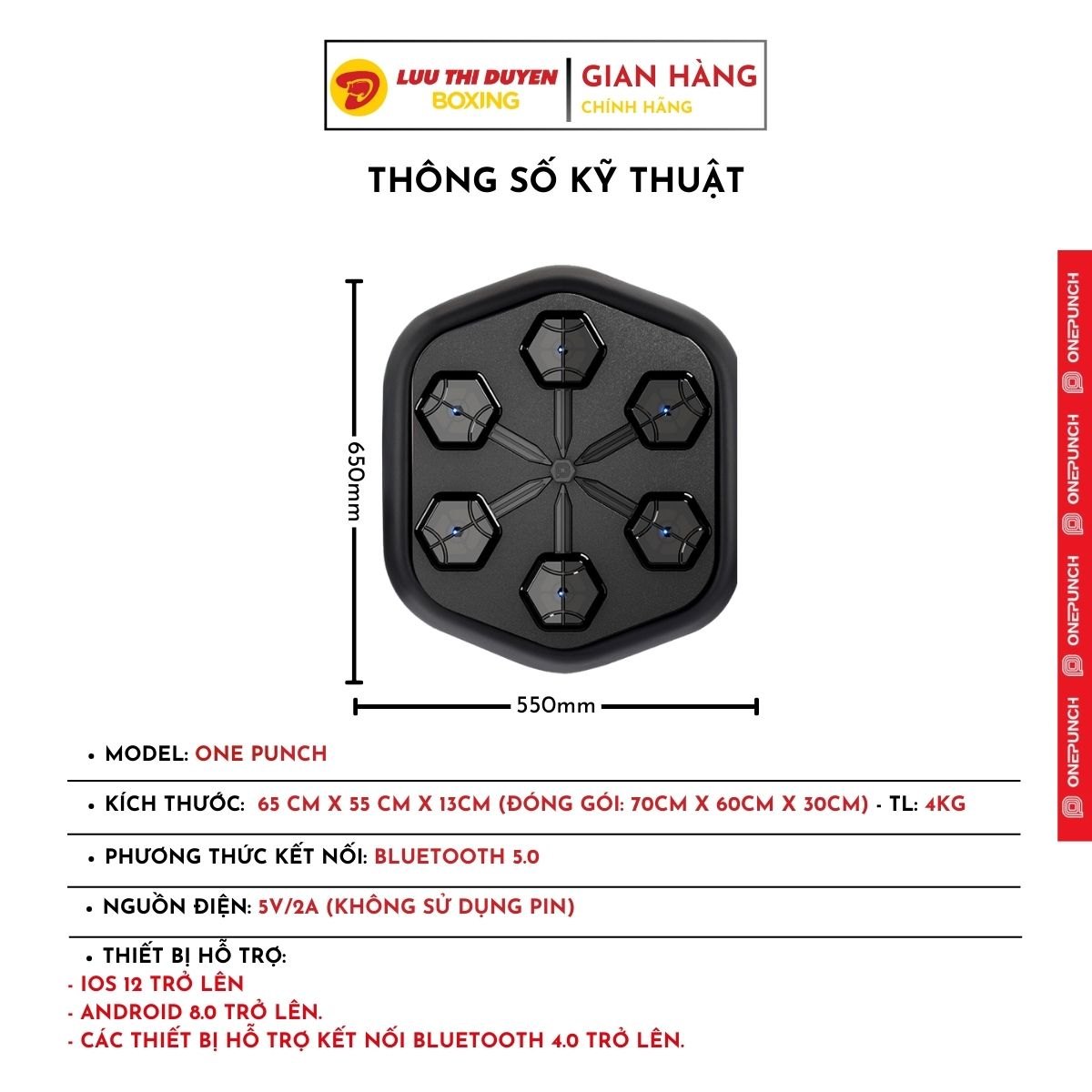 Máy tập boxing thông minh âm nhạc One Punch