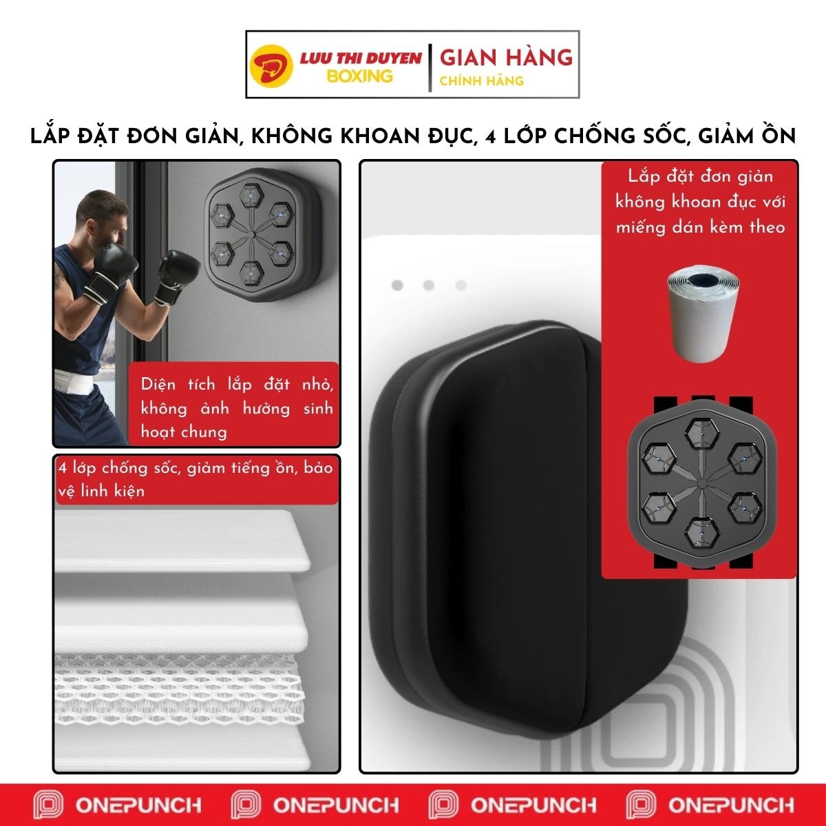 Máy tập boxing thông minh âm nhạc One Punch