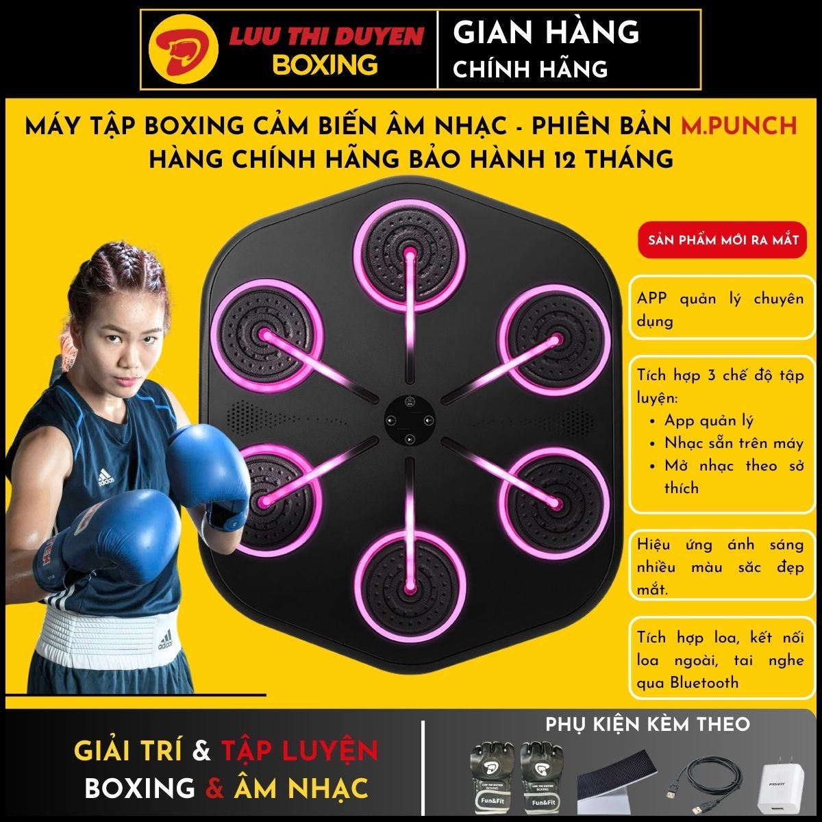 Máy tập boxing cảm biến âm nhạc M PUNCH