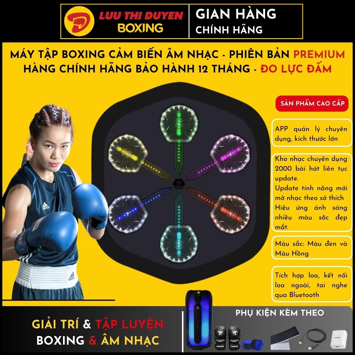 Máy tập boxing thông minh theo nhạc cao cấp