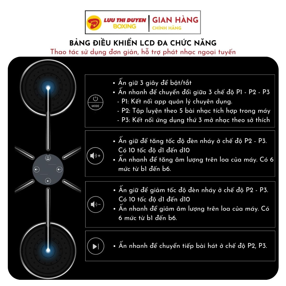 Máy tập boxing cảm biến âm nhạc M PUNCH
