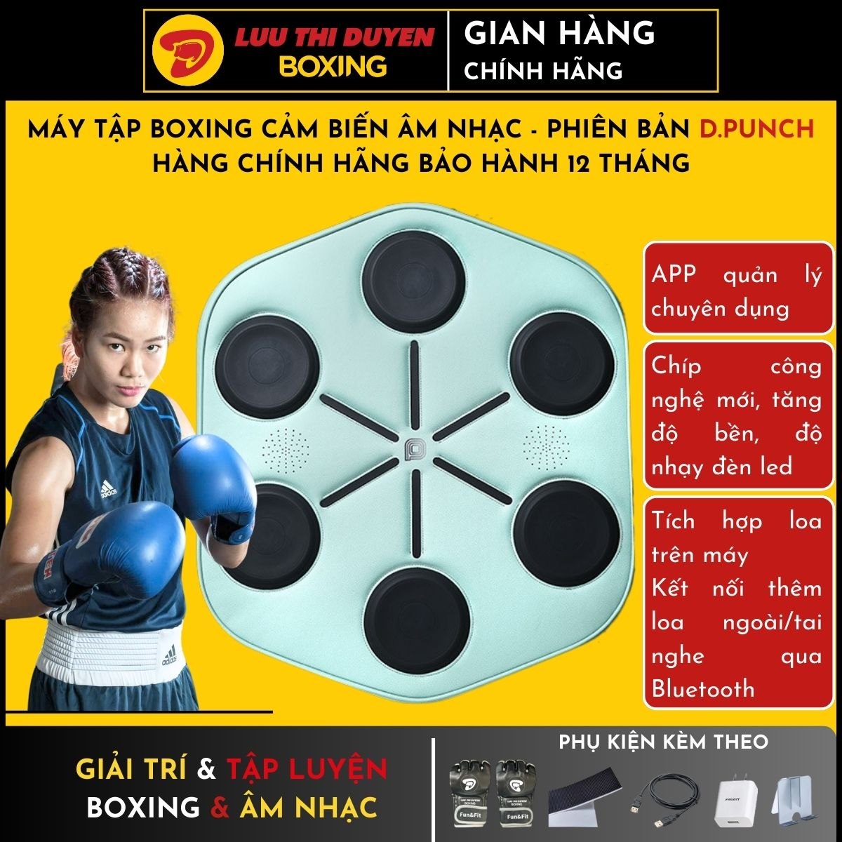 Máy tập boxing cảm biến âm nhạc phiên bản D.punch - Onepunch Boxing Music