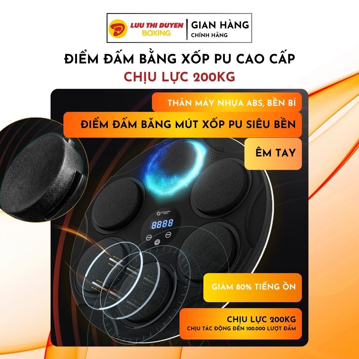 Máy tập Boxing theo nhạc Lừu Thị Duyên Boxing 6 điểm đấm -  44 cm - New 2024