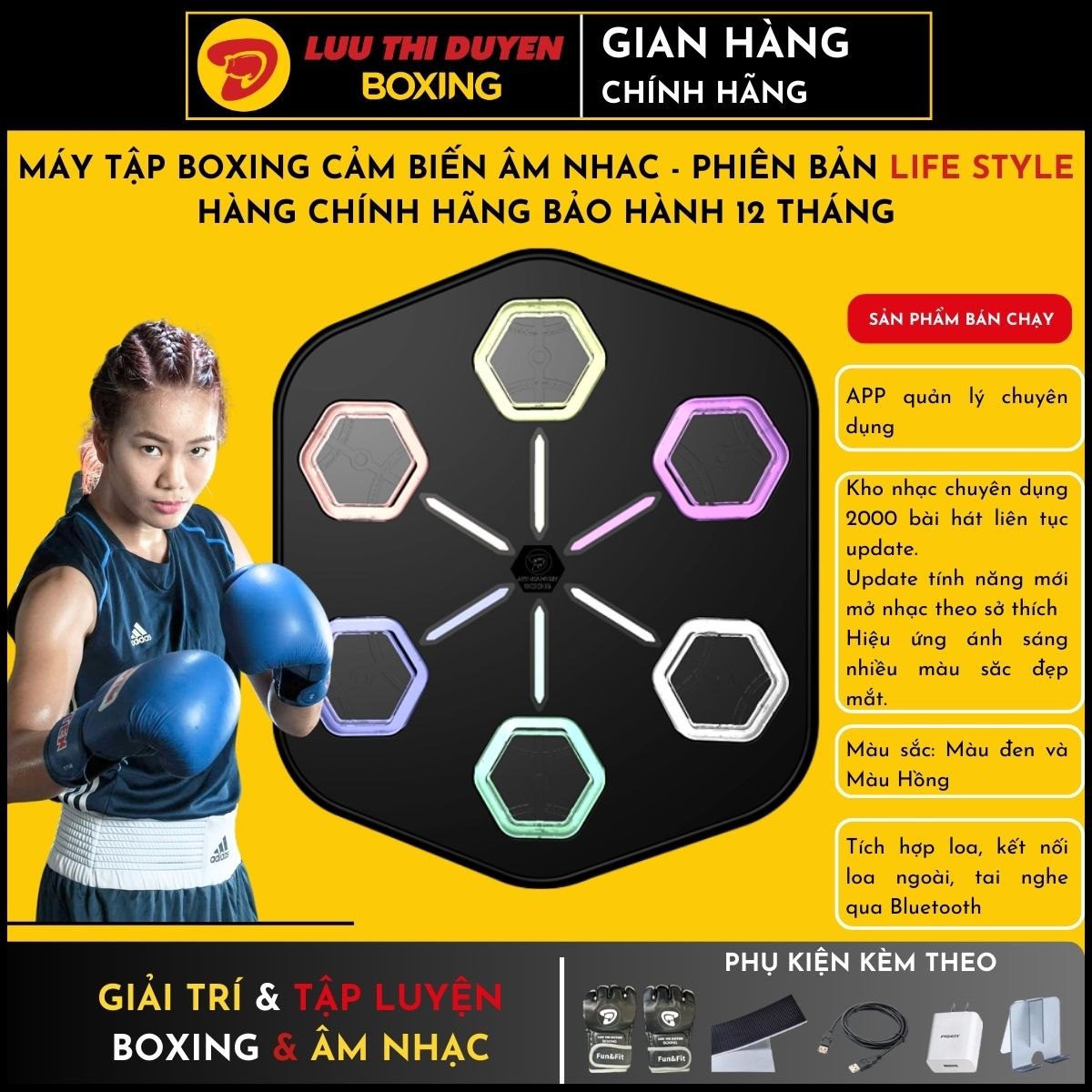 Máy tập boxing cảm biến âm nhạc Lừu Thị Duyên Boxing - bản lifes tyle