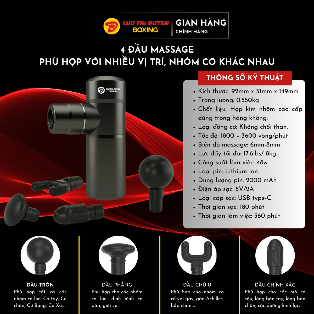 Máy Massage Cầm Tay Mini D GUN HOME PRO Hợp Kim Nhôm Cao Cấp
