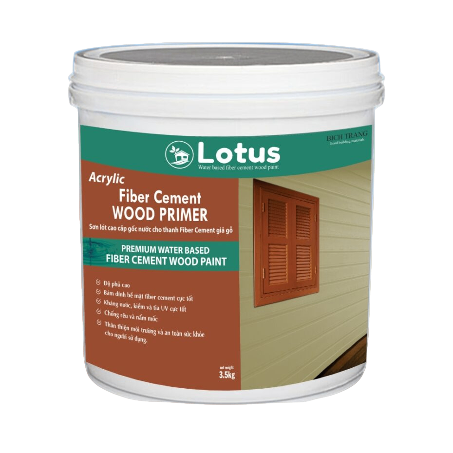 Sơn Lót Giả Gỗ Cao Cấp Lotus Wood Primer Paint Cho Tấm Fiber Cement 3.5 Kg