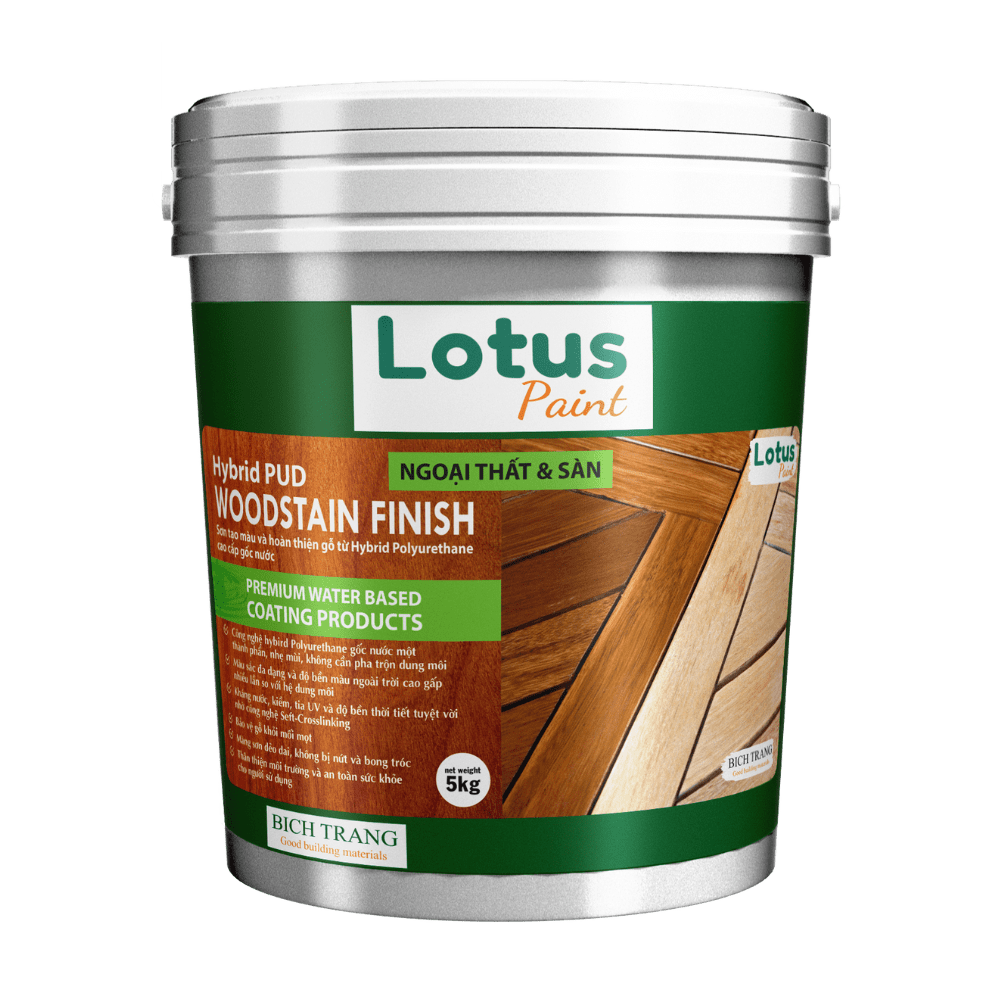 Sơn Tạo Màu Và Hoàn Thiện Gỗ Lotus Woodstain Finish Ngoại Thất & Sàn 5 kg