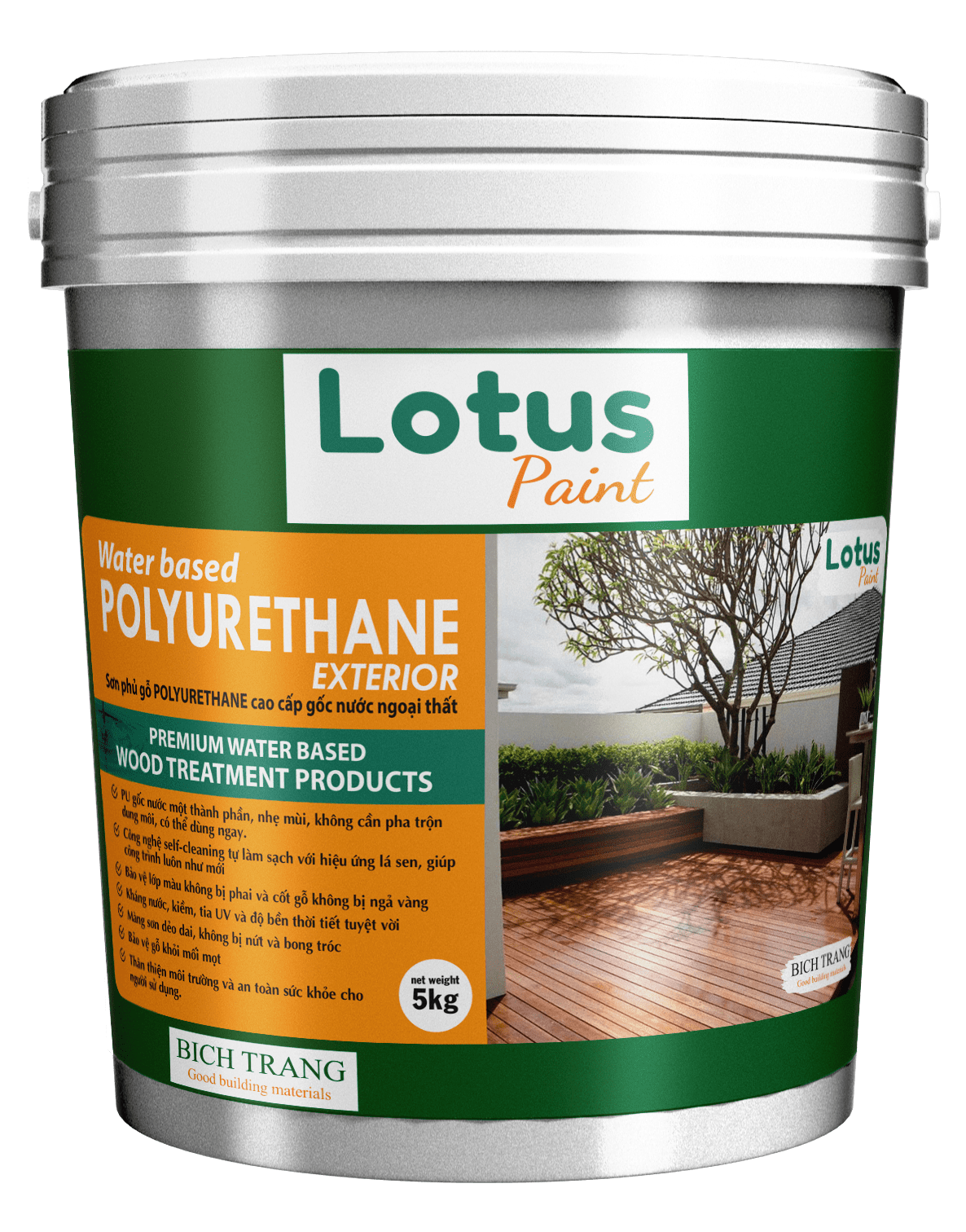 Sơn Phủ Bóng Gỗ Ngoài Trời Lotus Polyurethane – Exterior