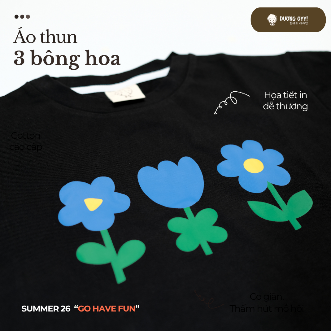 SS26 Áo thun 3 BÔNG HOA D010426237