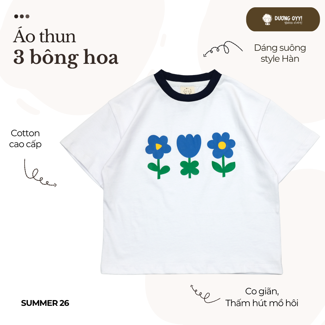 SS26 Áo thun 3 BÔNG HOA D010426237