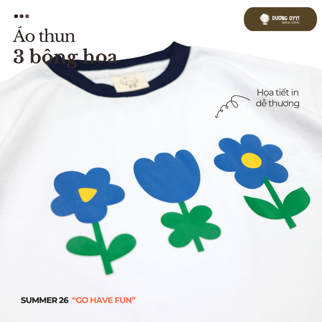 SS26 Áo thun 3 BÔNG HOA D010426237