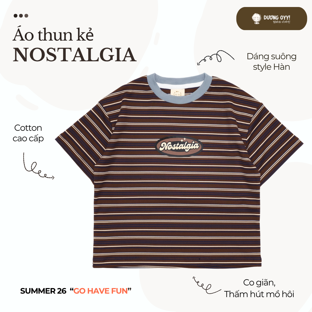 SS26 Áo thun kẻ NOSTALGIA D010426233