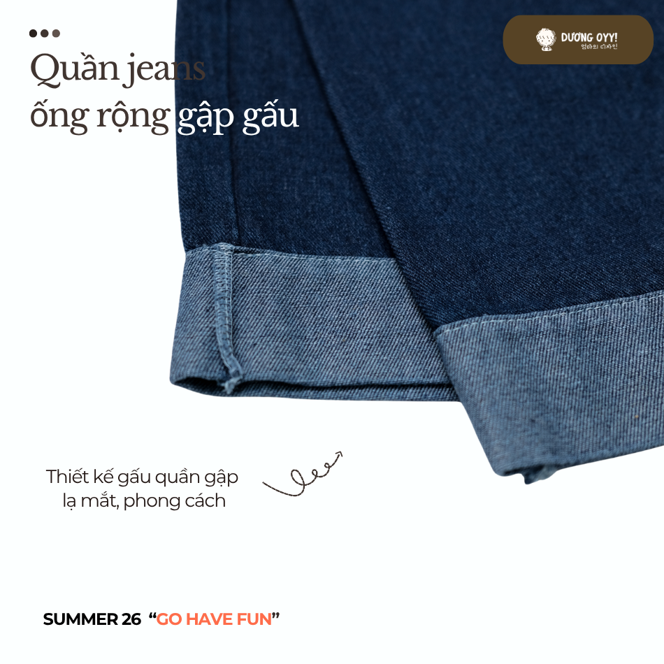 SS26 Quần jeans gập gấu