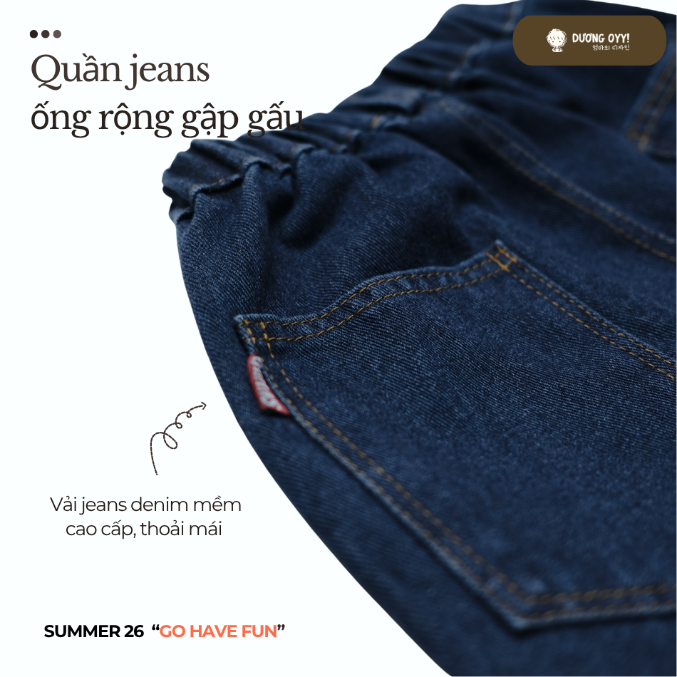 SS26 Quần jeans gập gấu