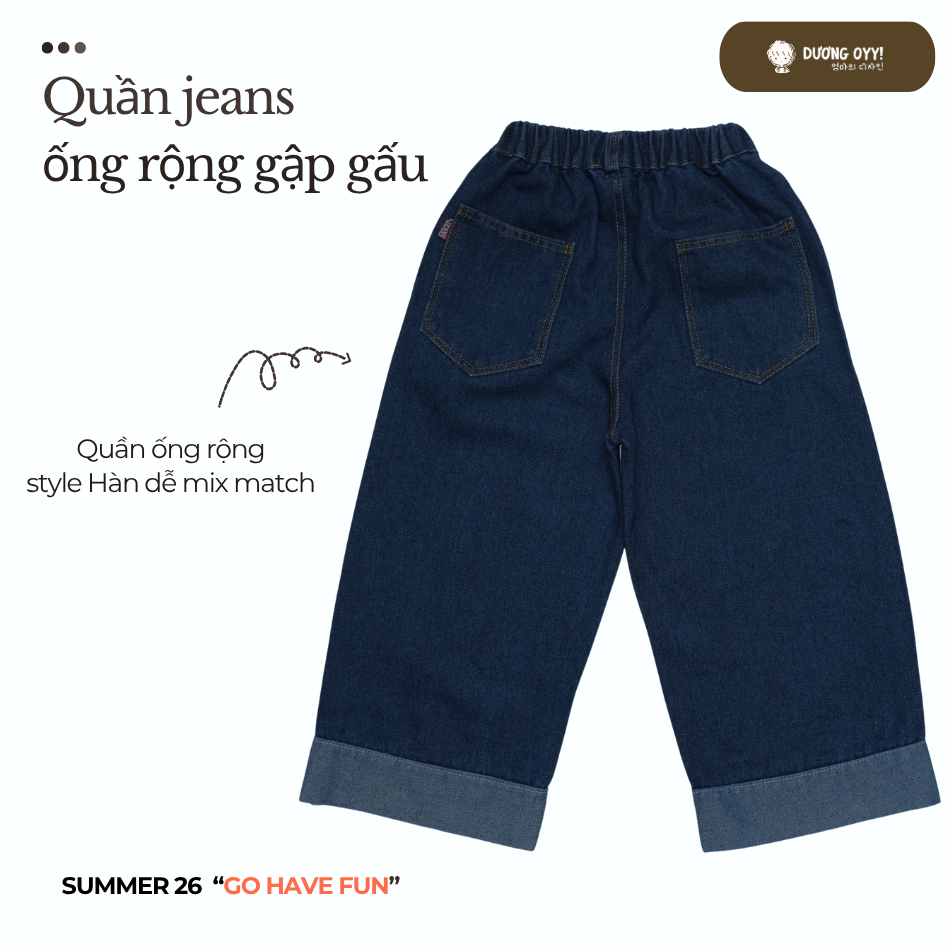 SS26 Quần jeans gập gấu