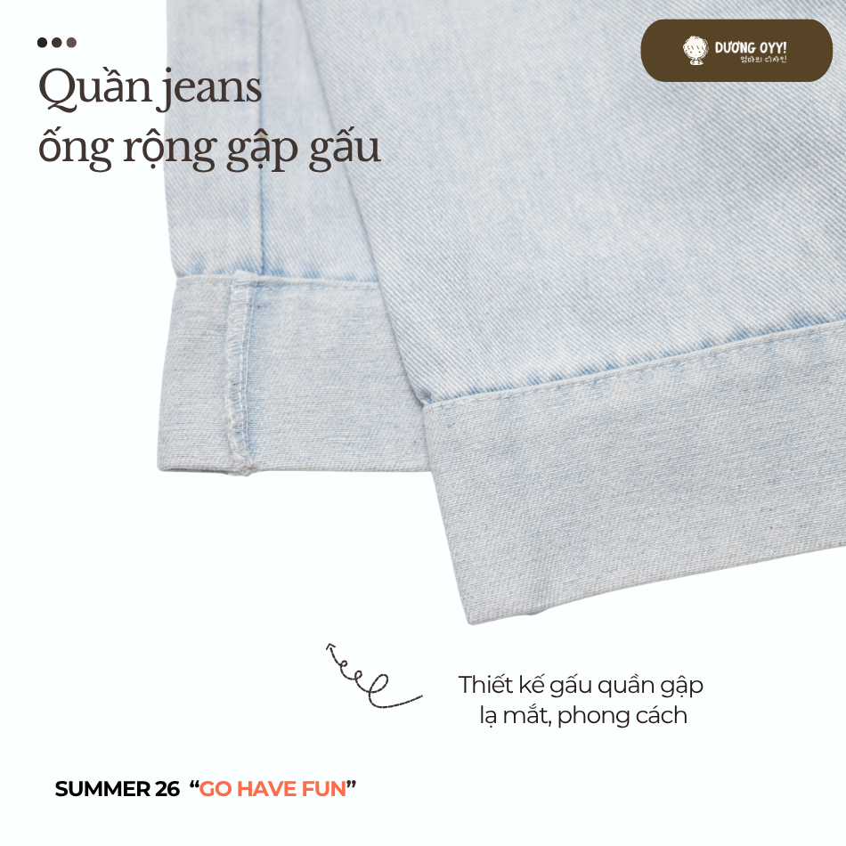 SS26 Quần jeans gập gấu