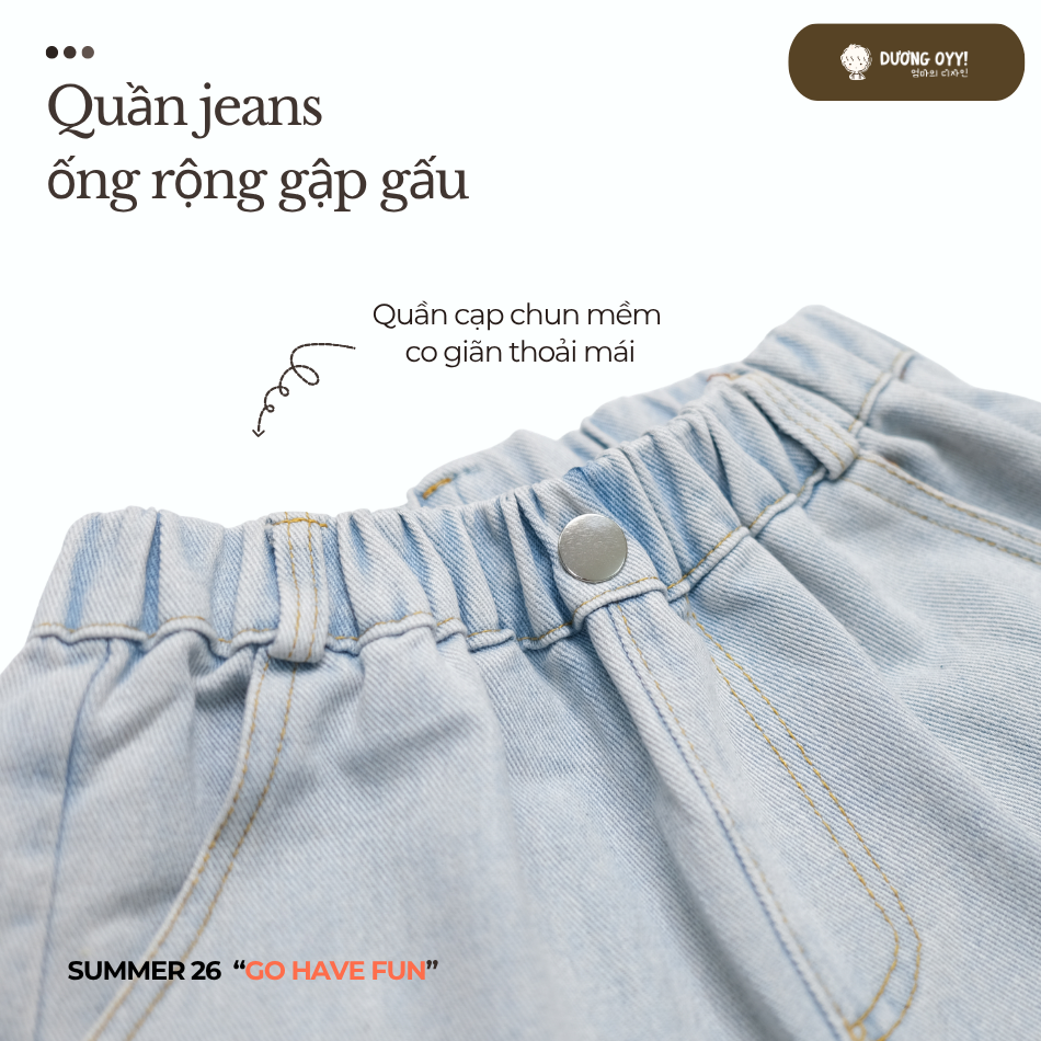SS26 Quần jeans gập gấu
