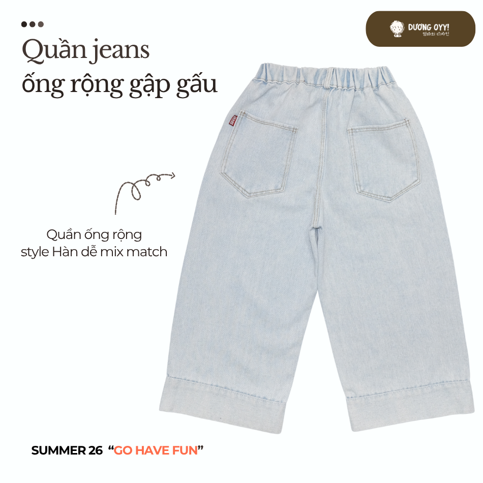 SS26 Quần jeans gập gấu