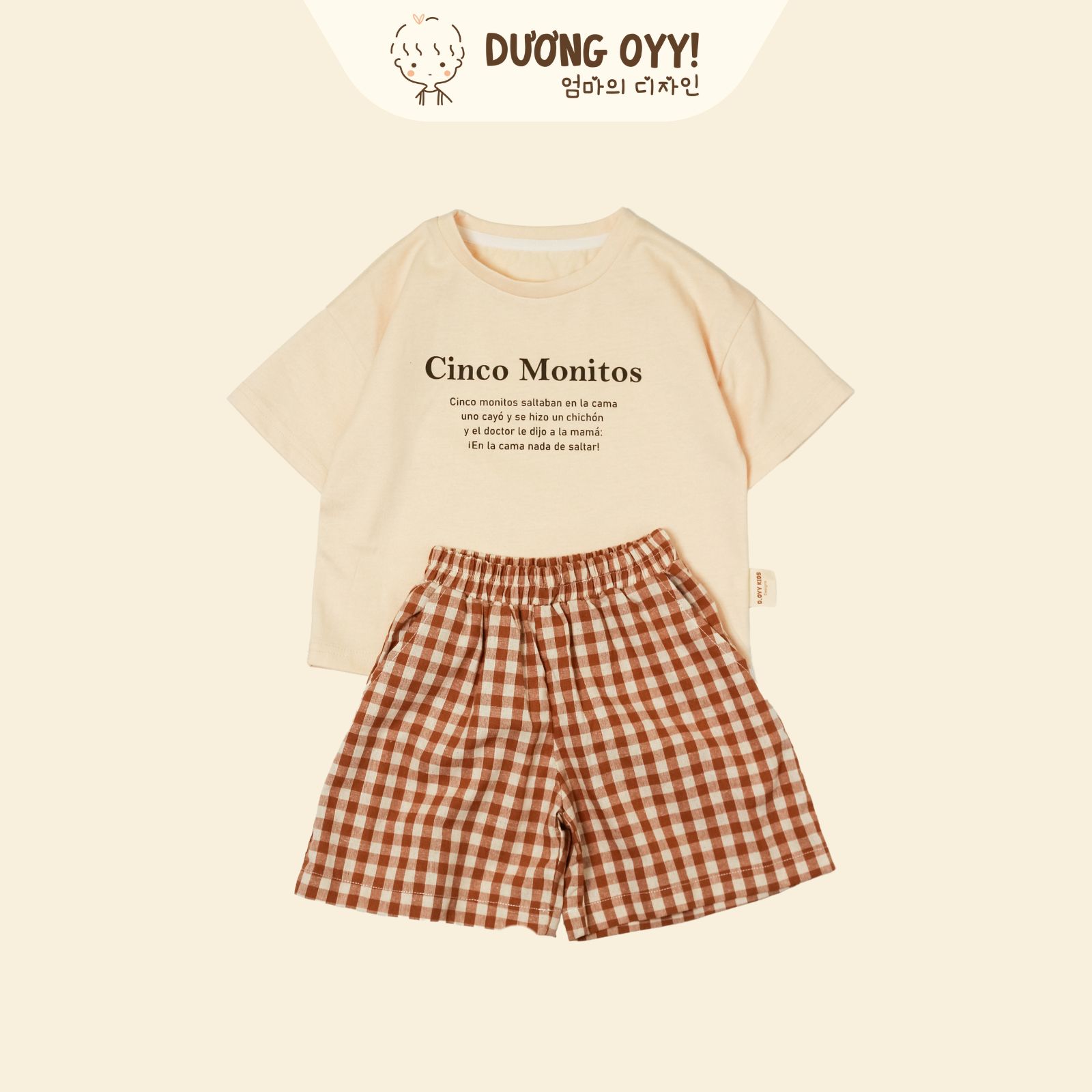 Set áo phông quần shorts caro MONITOS