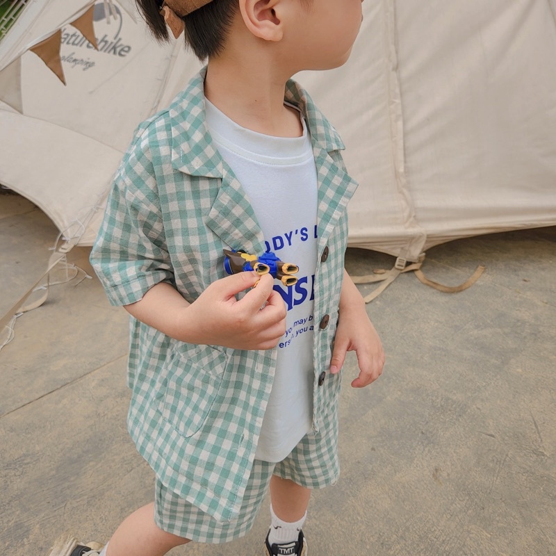 Set vest caro hè bé trai style Hàn Quốc