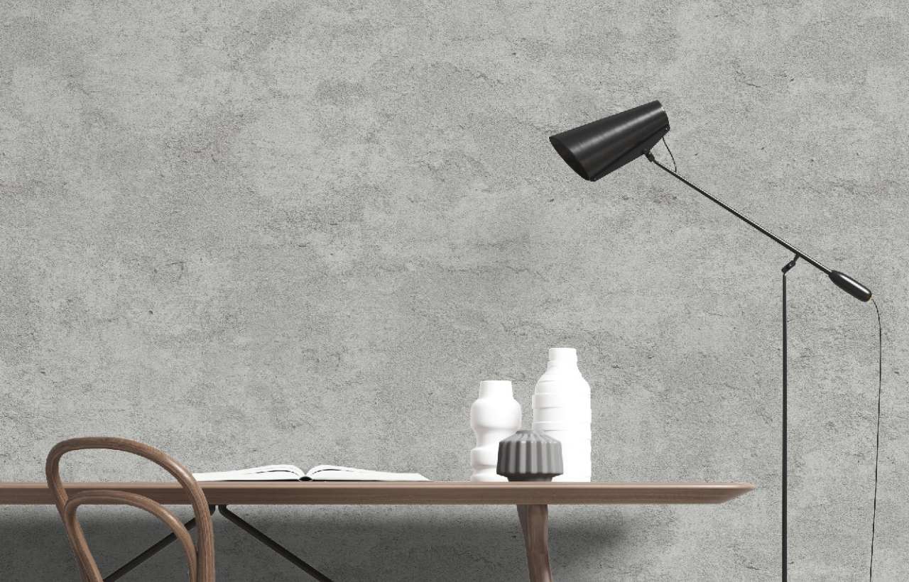 giấy dán tường giả bê tông cho phòng khách chung cư