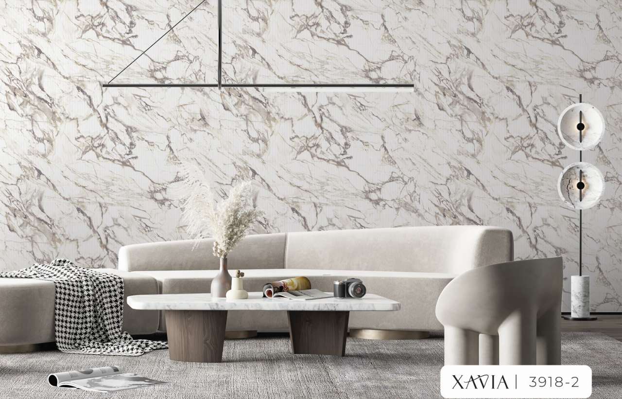 giấy dán tường vân đá tự nhiên cho phòng khách nhỏ