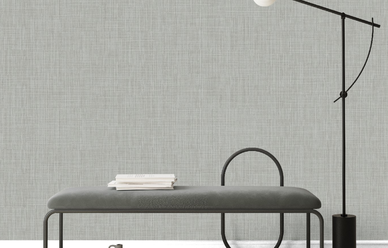 Giấy 3D giả vải linen phòng khách nhỏ