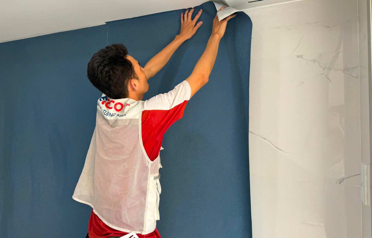 quy trình thi công dán tường tại Bình Chánh