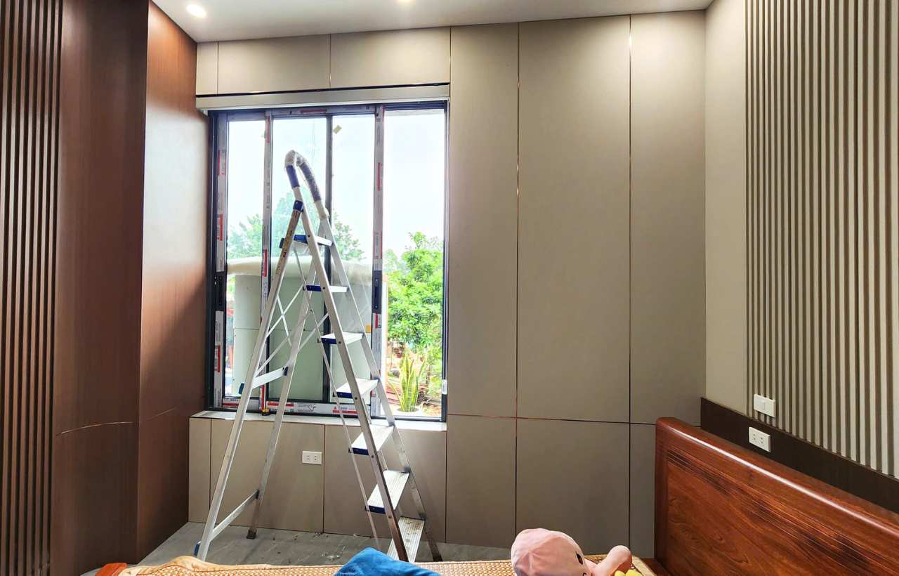Thi công tấm ốp than tre tại Long Biên Hà Nội
