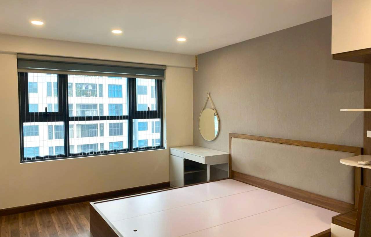 Modern wallpaper installation in a serviced apartment in Cau Giay, Hanoi