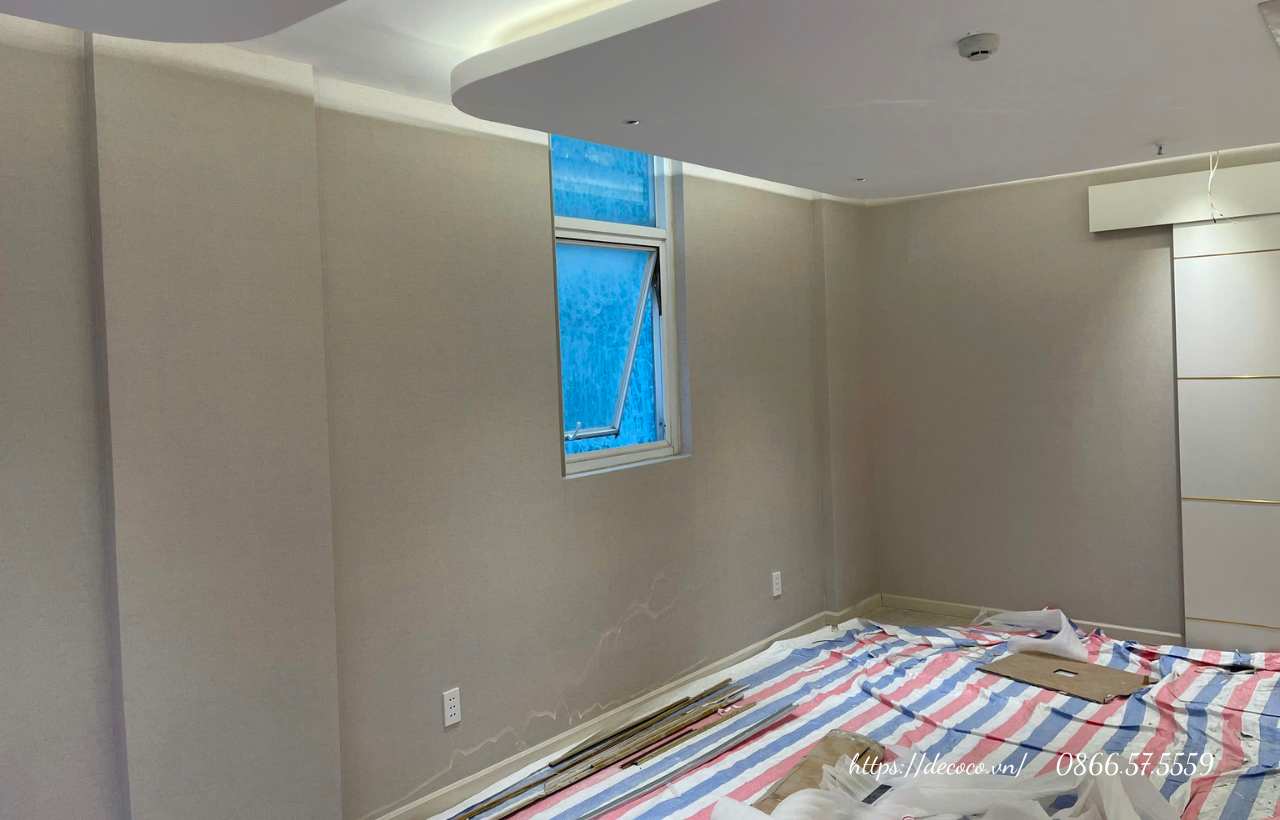 Gray wallpaper installation in Sai Gon, Ho Chi Minh City