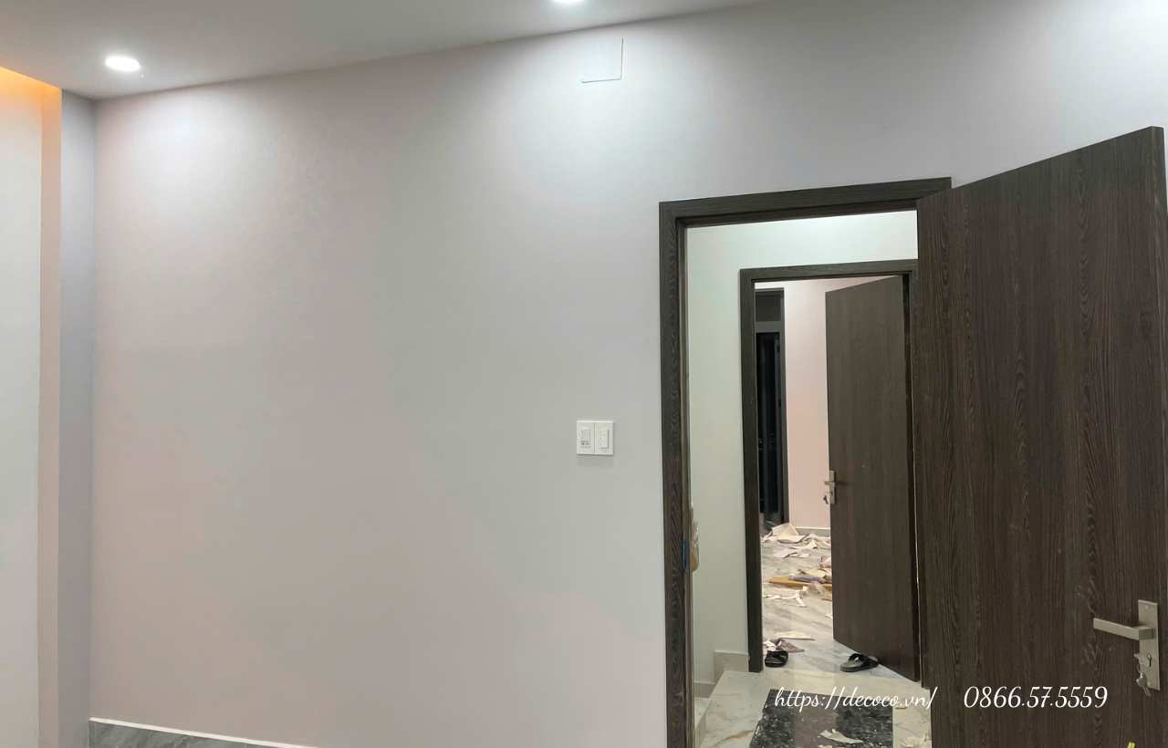 Grey wallpaper for apartment interior in Phu My Hung, Ho Chi Minh City