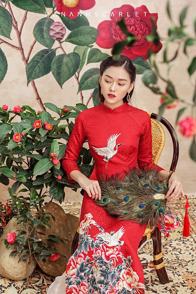 Áo dài.F.Nữ.Gấm in hoa