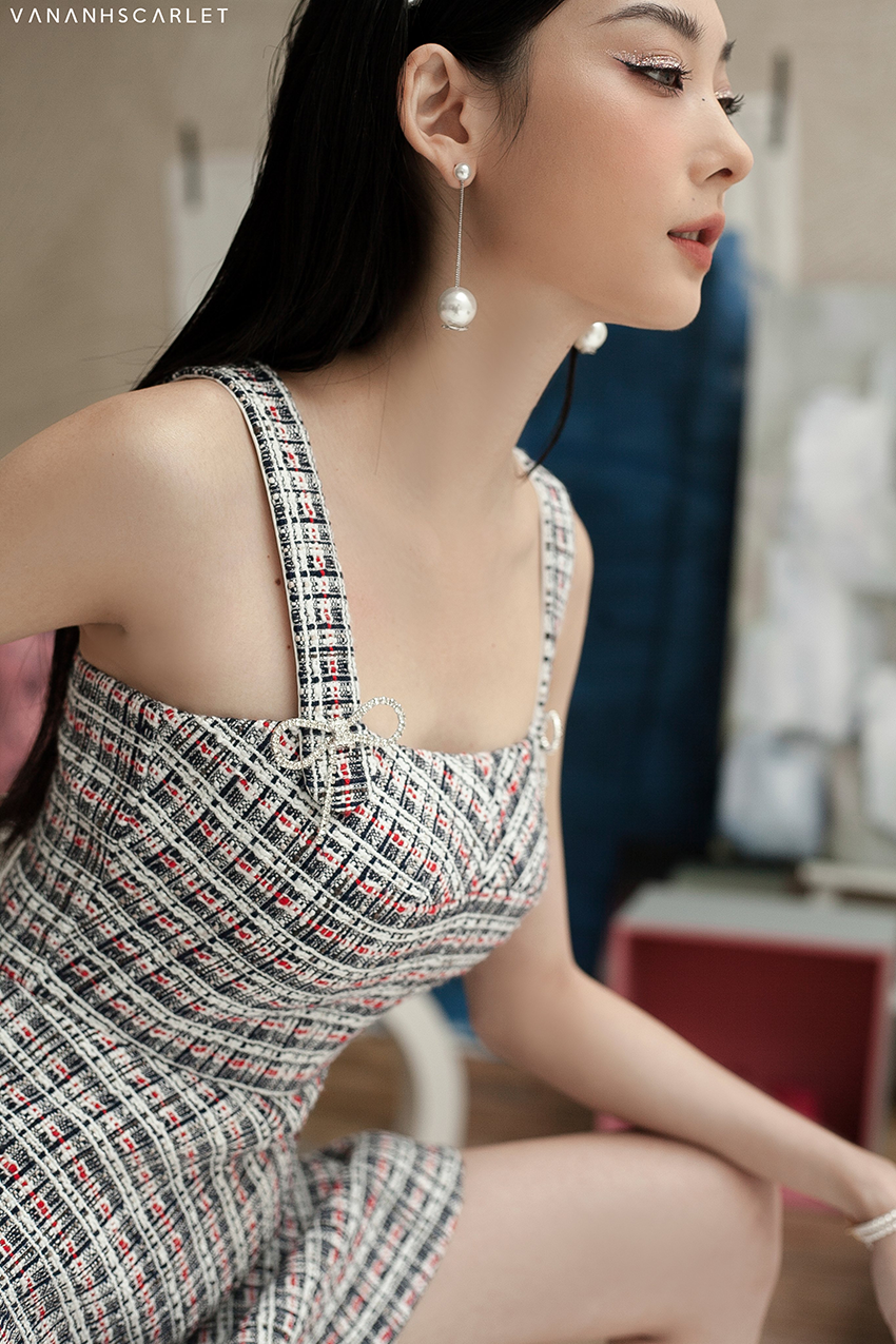 Váy dạ tweed 2 dây hồng | Shopee Việt Nam