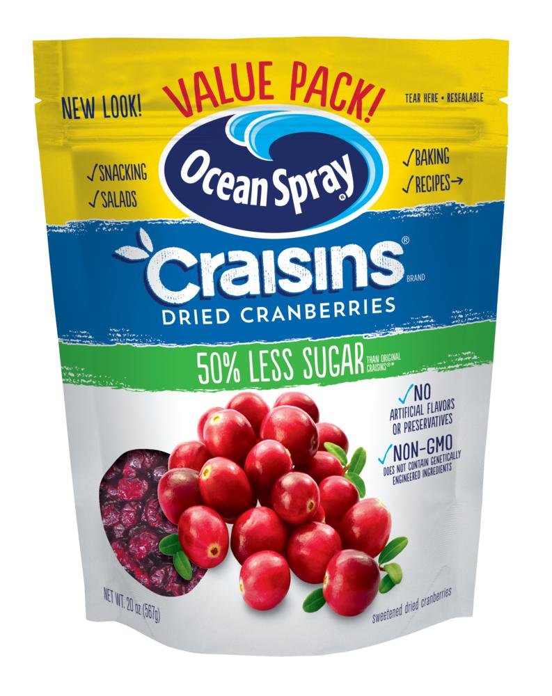 Ocean Spray Craisins Dried Cranberries 50% Less Sugar 567g