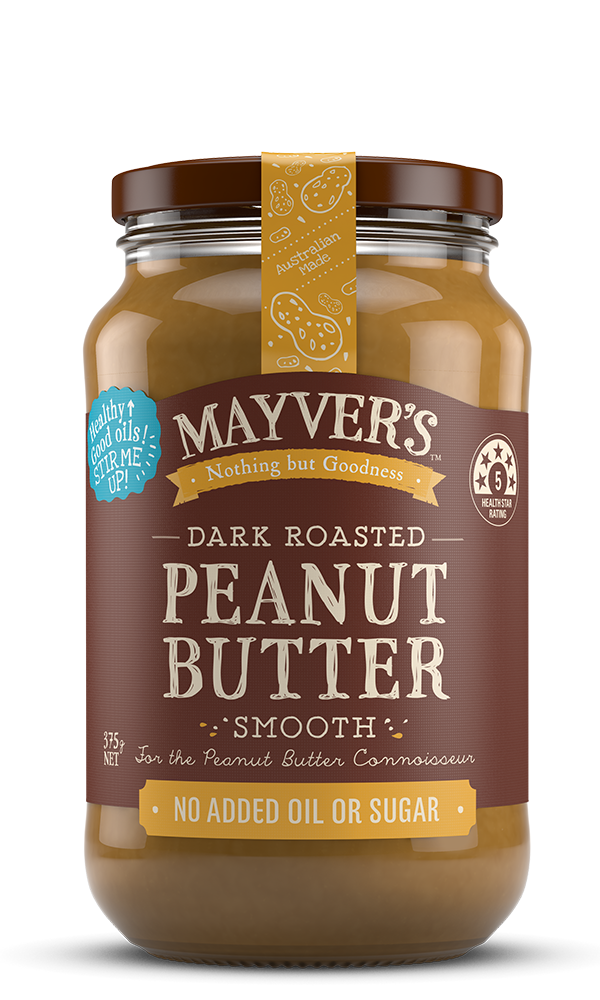 Mayver's Smooth Dark Roasted Peanut Butter 375g