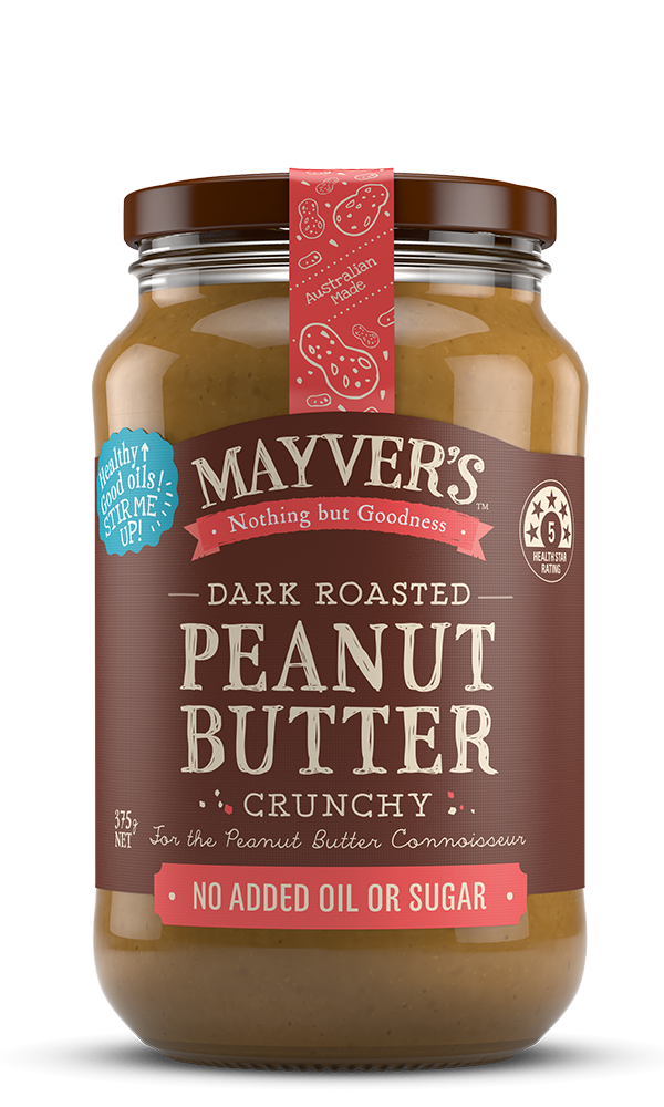 Mayver's Crunchy Dark Roasted Peanut Butter 375g