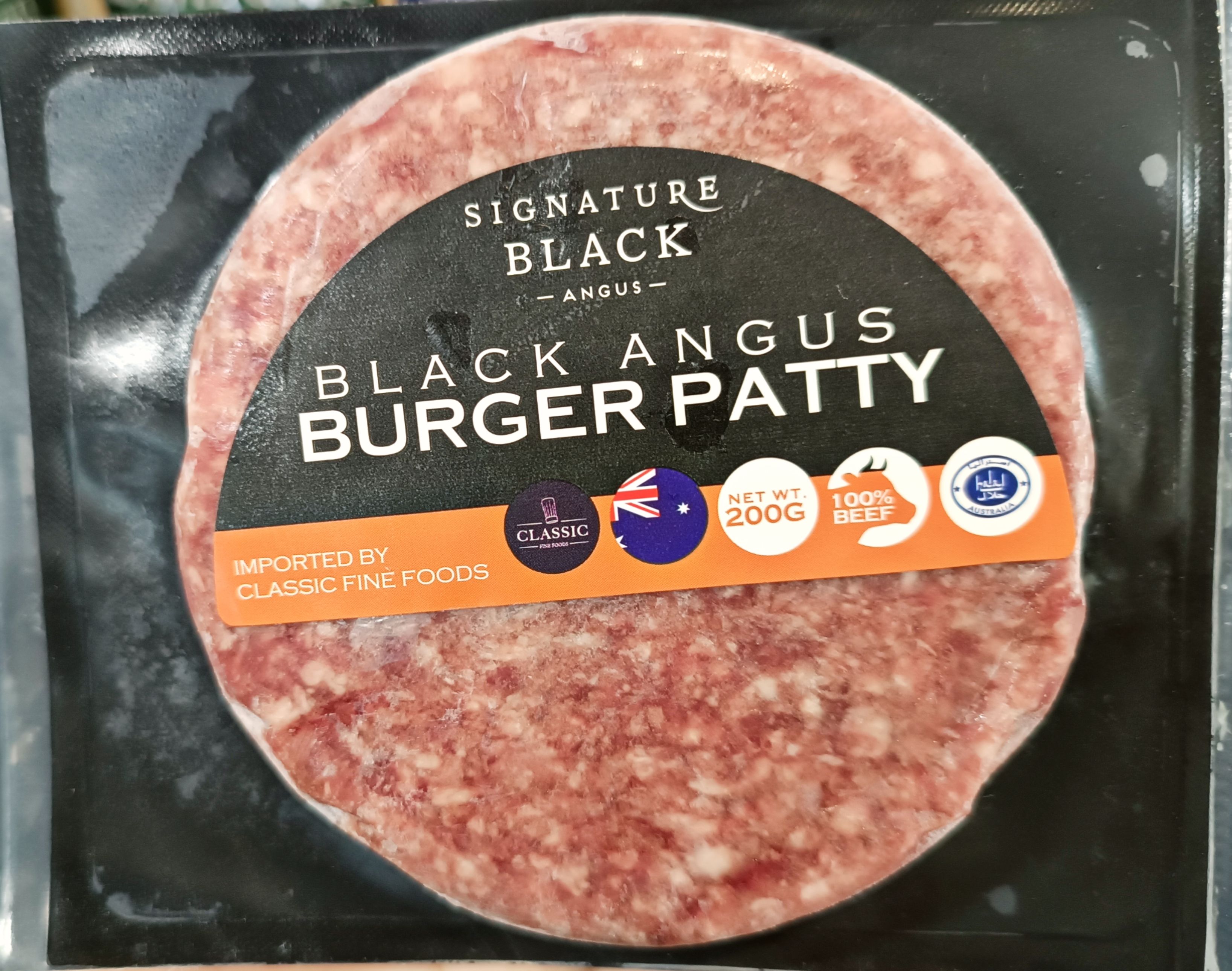 Thịt Bò Xay Đông Lạnh Signature Black Angus Beef Burger Patty 200g