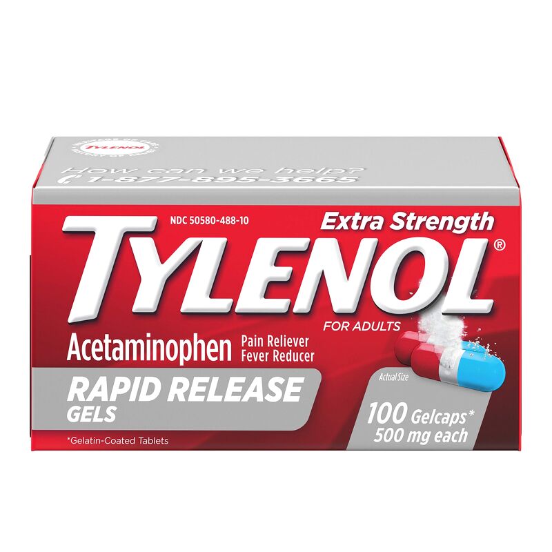 Tylenol Extra Strenght Rapid Release Gels 500mg 100 gelcaps