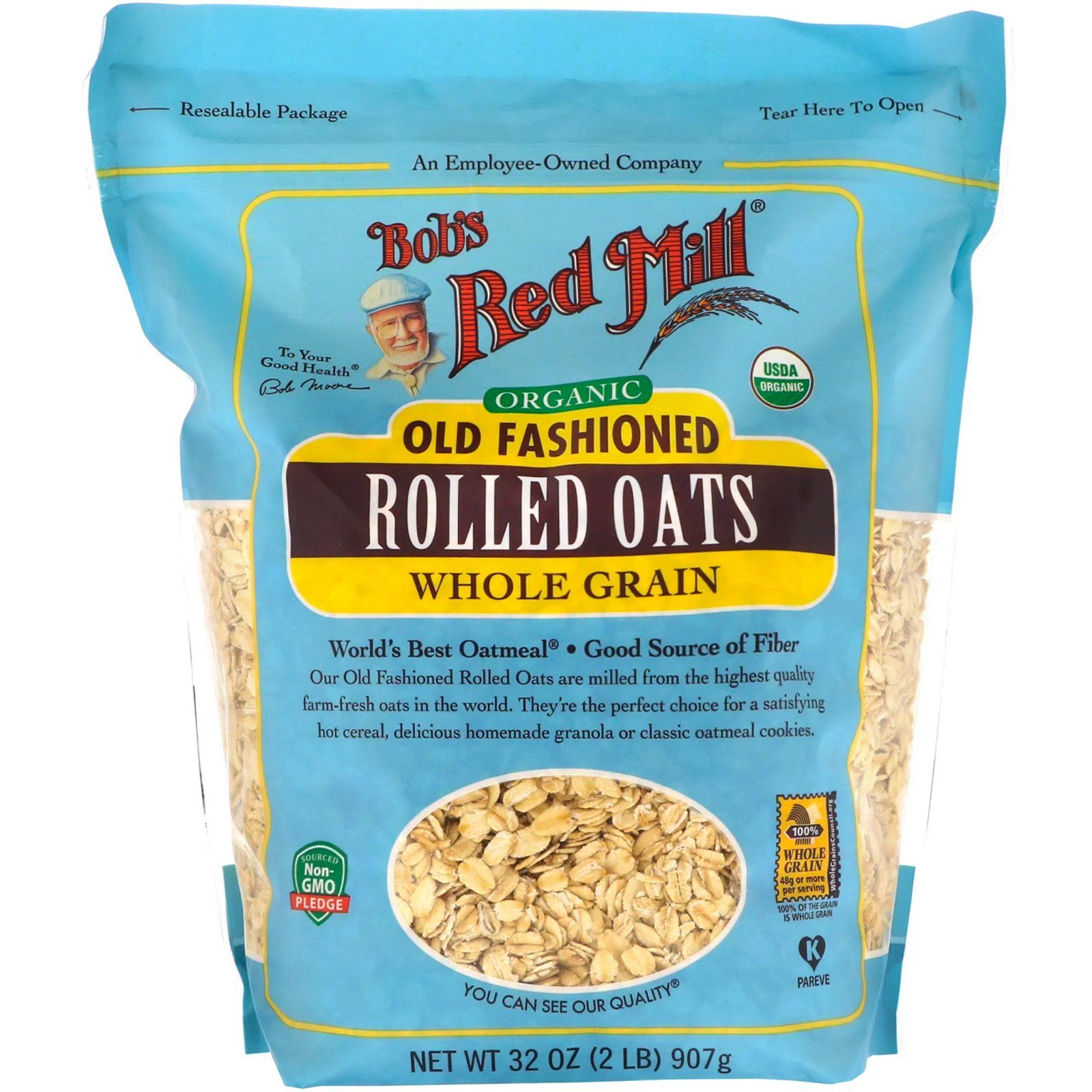 Bob's Red Mill Organic Old Fashioned Rolled Oats Whole Grain 907g