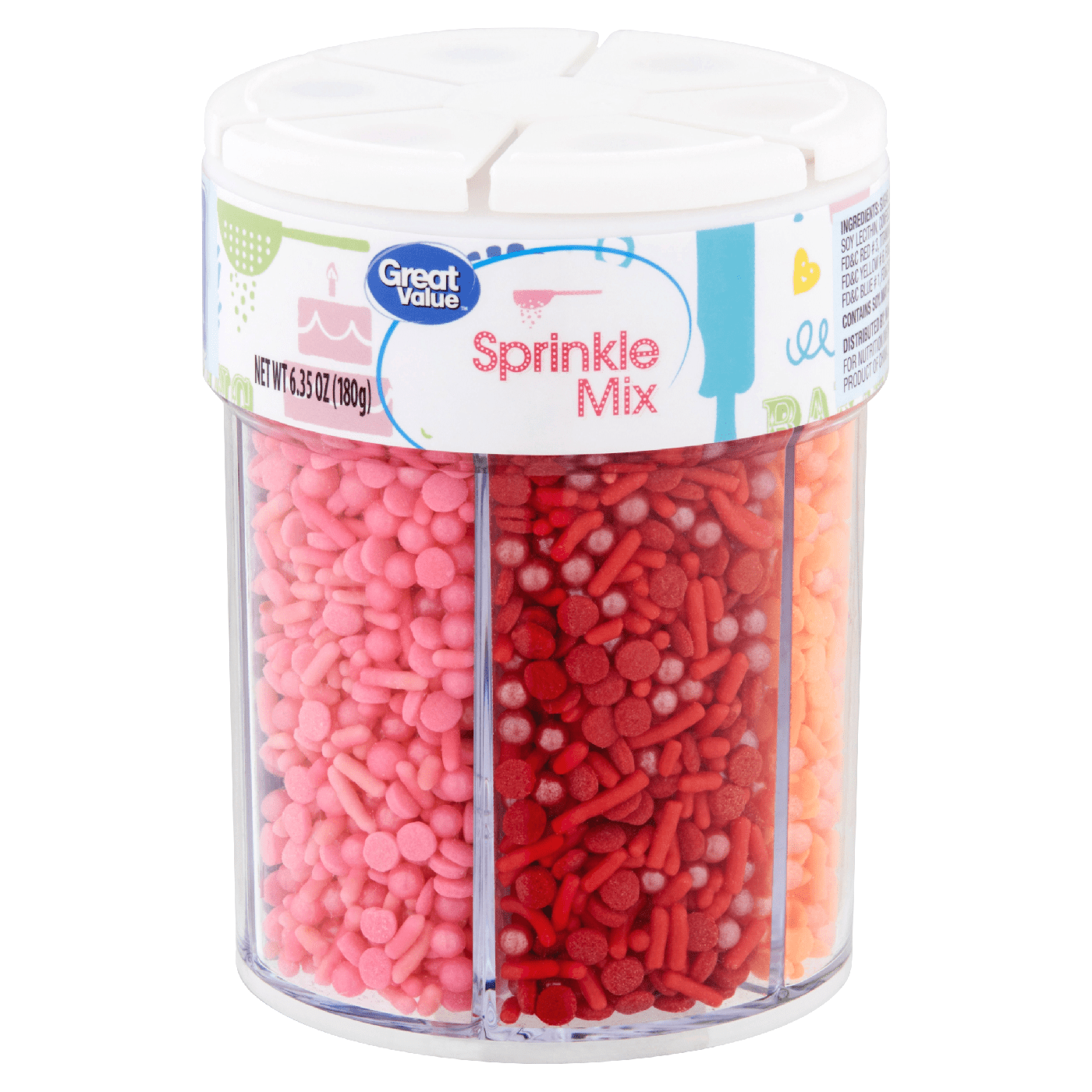 Great Value Red/Pink/Purple/Blue/Green/Organge  Sprinkle Mix 6.35oz