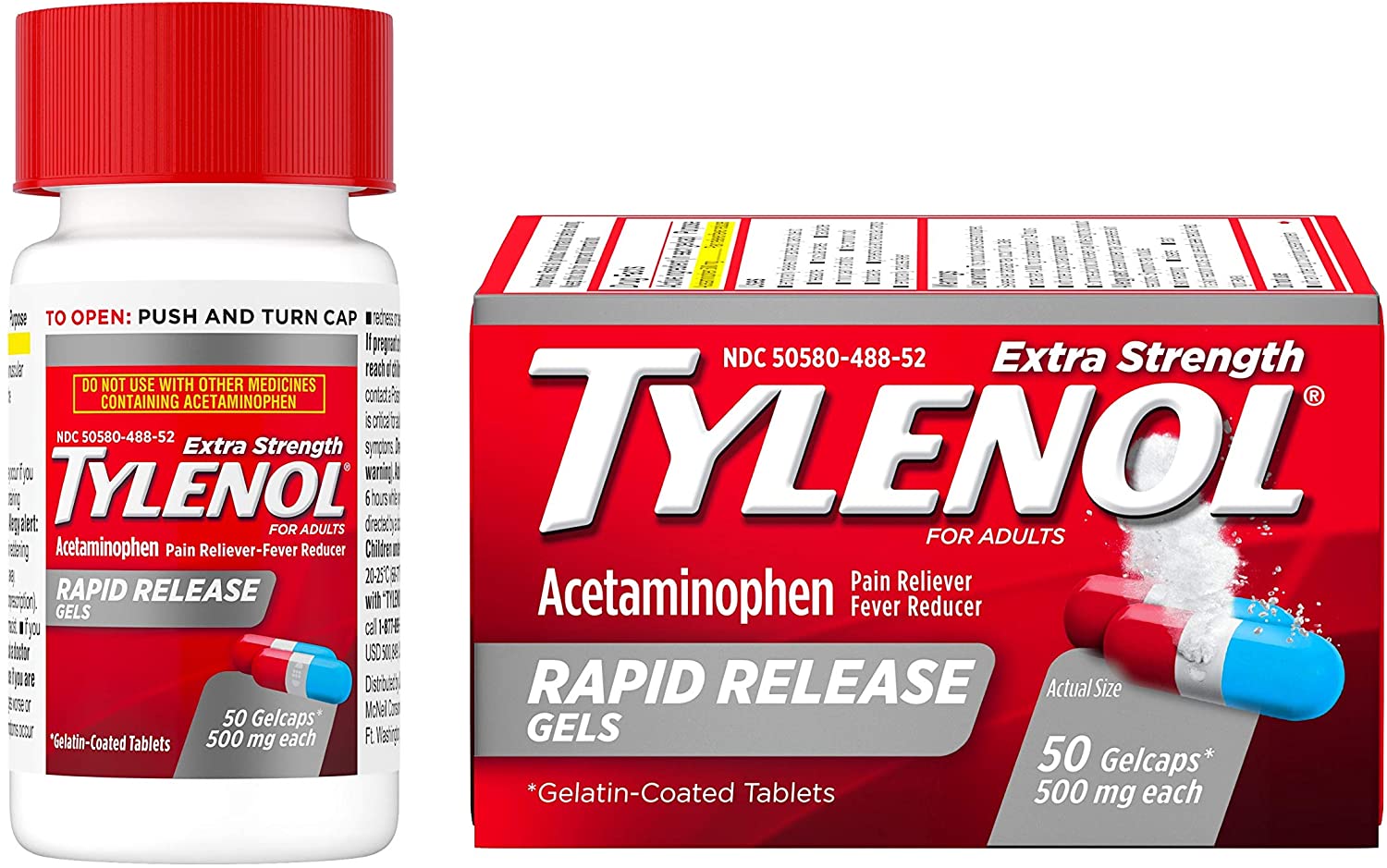 Tylenol Rapid Release Gels 500mg 50 Gel caps