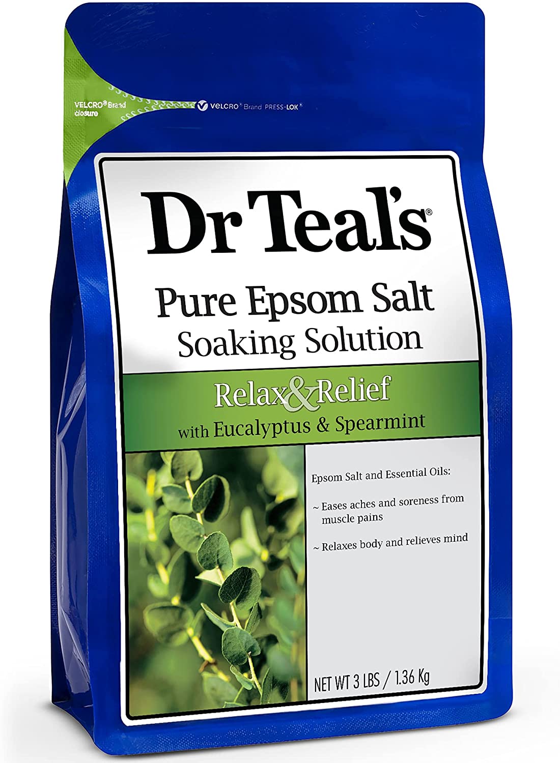 Dr Teal's Pure Epsom Salt Relax & Relief with Eucalyptus and Spearmint 1.36kg