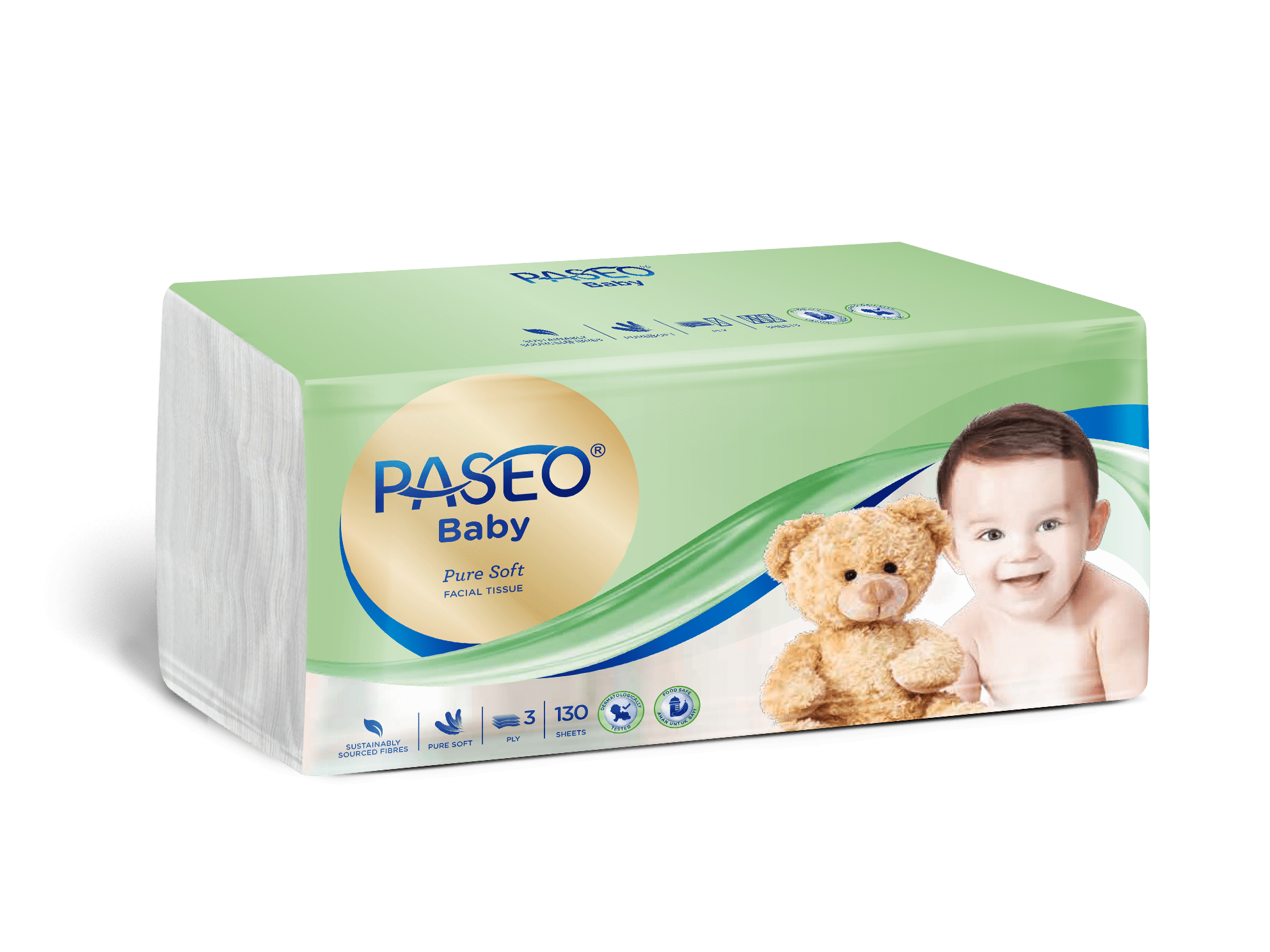 Giấy Paseo Baby pure soft facial tissue 130 sheets