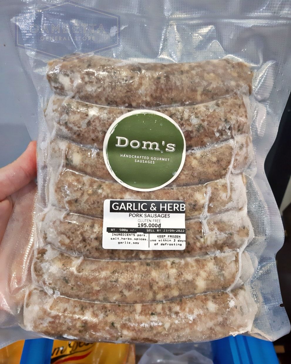 Dom's Garlic and Herb sausage 500g