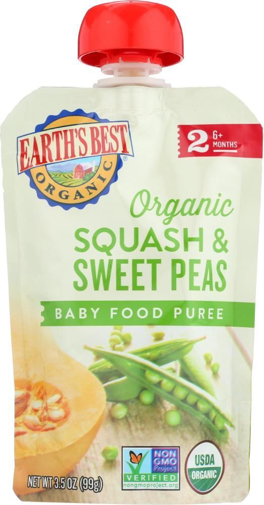 Earth's Best Organic Squash & Sweet Peas Veggie Puree 6 months 99g