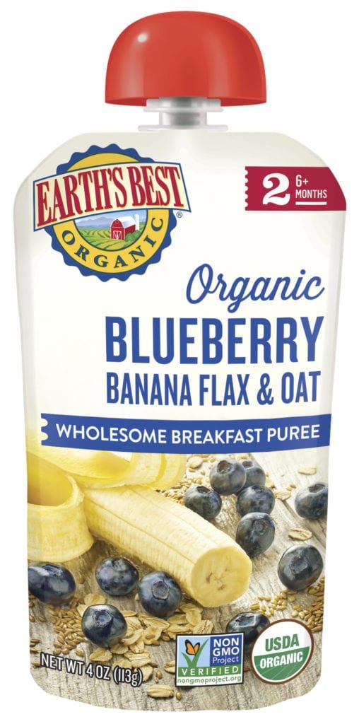 Earth's Best Organic Blueberry Banana Flax & Oat Wholesome Breakfast  Puree 6 months 99g