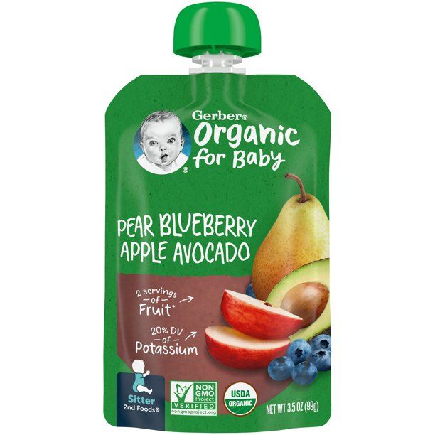 Gerber Organic For Baby Pear Blueberry Apple Avocado 99g